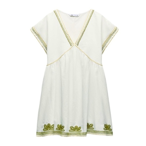 New ZARA Short Embroidered Dress - Picture 1 of 4
